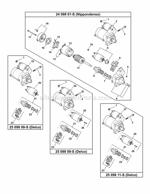 Kohler Cv730-0055 Starting System Diagram and Parts List for M48-KH 53AH8CT2050 Cub Cadet Sprayer